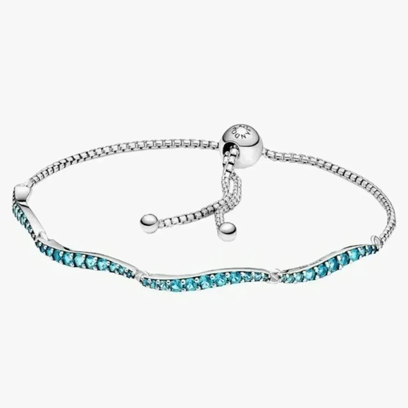 🐾pandora bracelet 12" with blue stones. 925 sterling silver - Picture 5 of 10